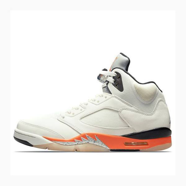 Air Jordan 5 Nike Retro Shattered Backboard Chaussure De Basketball Homme Blanche Orange | JD-876GP