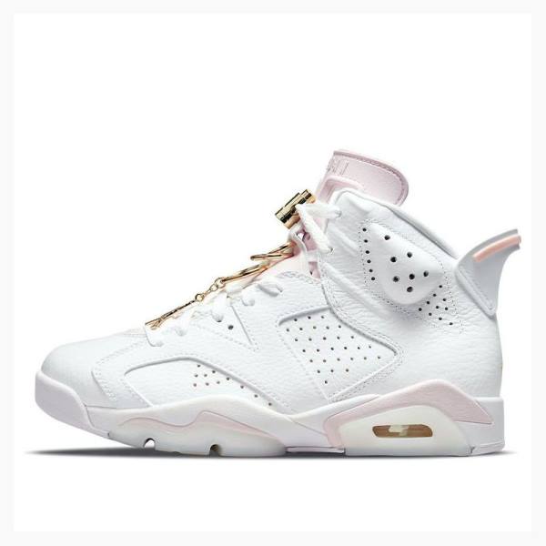 Air Jordan 6 Nike Retro Gold Hoops Chaussure De Basketball Femme Blanche | JD-415QX