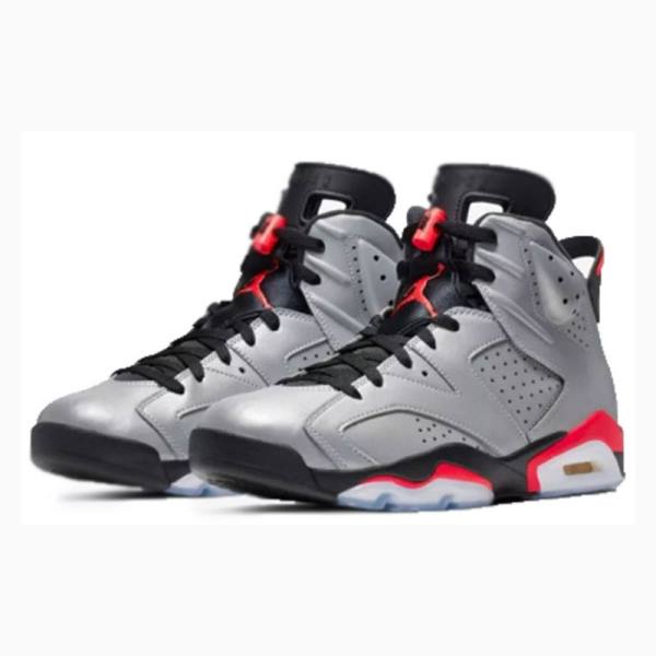 Air Jordan 6 Nike Retro Reflective Infrared Chaussure De Basketball Homme Argent Noir Rouge | JD-716FN