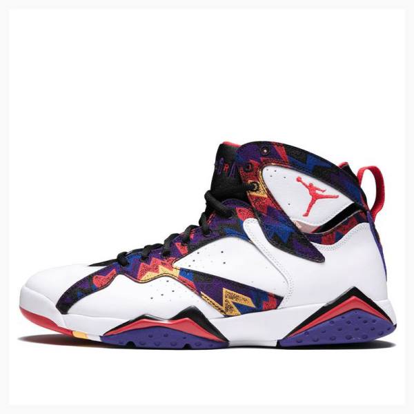 Air Jordan 7 Nike Retro Pull Chaussure De Basketball Homme Blanche Multicolore | JD-165KA