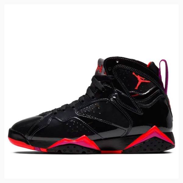 Air Jordan 7 Nike Retro Vernis Cuir Chaussure De Basketball Femme Noir Rouge | JD-209VY