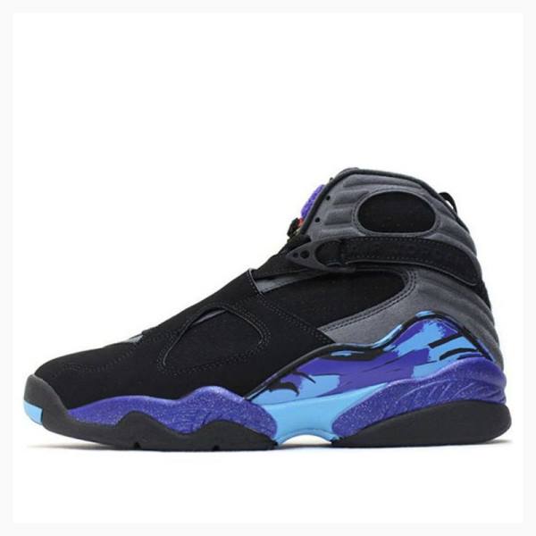 Air Jordan 8 Nike Retro Aqua Chaussure De Basketball Homme Noir Violette Bleu | JD-703RA