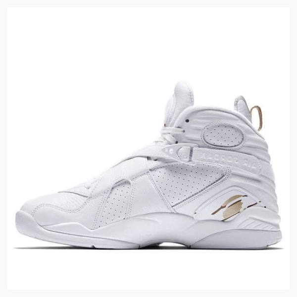 Air Jordan 8 Nike Retro OVO Metallic Chaussure De Basketball Homme Blanche Doré | JD-641DE