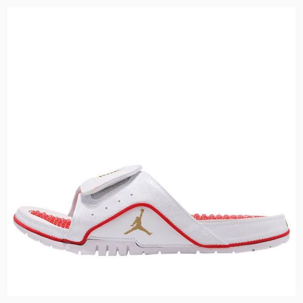 Air Jordan Nike Hydro 4 Retro Claquette Homme Blanche Rouge | JD-065NU